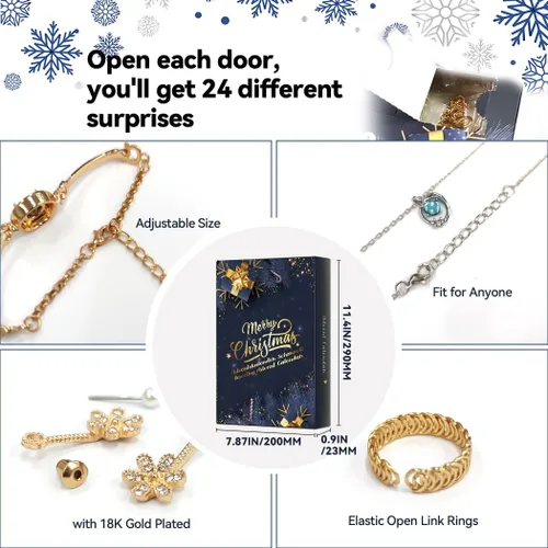 Miniatura 5 de Jewelry Advent Calendar 2024 for Adults with Charm Bracelets Necklace Earrings Rings Countdown 24 Days to Christmas Calendar Xmas Gifts for Daughter