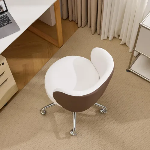 Miniatura 7 de VINGLI Bonita silla de escritorio giratoria pequeña y cómoda con ruedas, soporte lumbar ergonómico de respaldo bajo para tocador/técnico de uñas