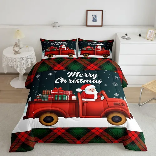 Miniatura 37 de Juego de edredón de Navidad de dibujos animados para niños, tamaño individual, juego de ropa de cama Kawaii de Papá Noel, pingüino, ciervo