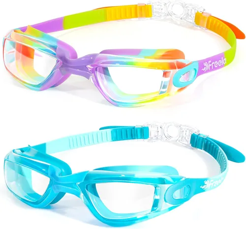 Miniatura 11 de Freela Gafas de natación para niños, paquete de 2 gafas de natación para niños de 3 a 14 años, gafas de natación para niños y niñas, antivaho