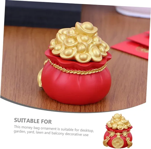 Miniatura 4 de LIFKOME 2 unids Lucky Money Bag Decoración Chino Tesoro Cuenca Bolsa de Dinero Estatua de Decoración de Pastel de Riqueza Como se muestra