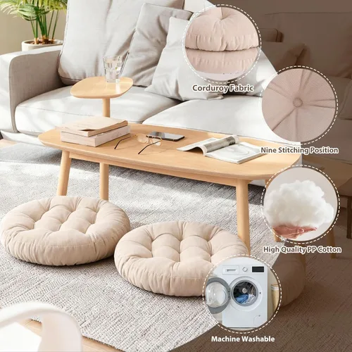 Miniatura 5 de Tiita - Cojín cuadrado para el suelo al aire libre, cojín de asiento grueso tuftado, gran cojín de suelo para yoga, meditación, sala de estar