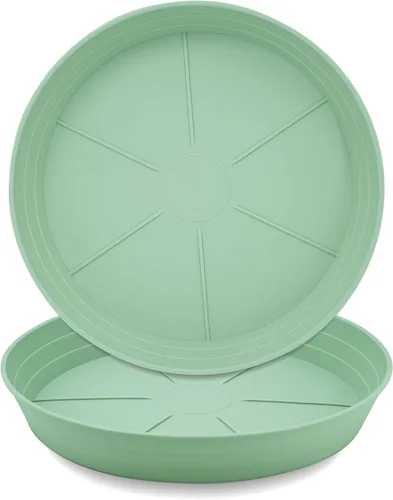 Miniatura 18 de Plato para macetas de 10 a 25 pulgadas, bandejas de riego extra profundas para macetas, bandeja de drenaje pesada para interiores sin agujeros, 4