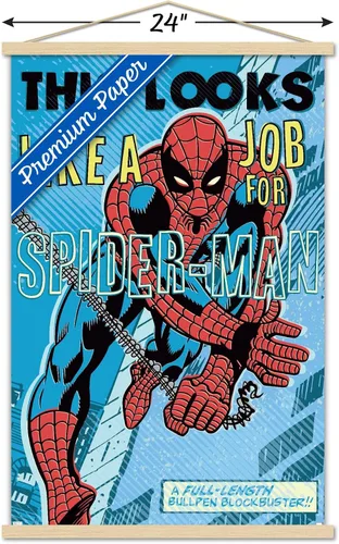 Miniatura 3 de Trends International Marvel Comics Spider-Man - Póster de pared con marco magnético con texto en inglés «Looks Like A Job»