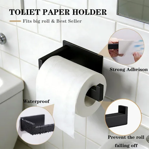 Miniatura 5 de Juego de 5 piezas de accesorios de baño autoadhesivos -SUS304 de acero inoxidable, toallero incluye toallero de 24 pulgadas, soporte para papel
