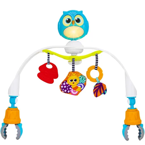 Miniatura 8 de Arco de juguete para cochecito de bebé con música relajante y luces - Arco de actividad ajustable y accesorios de juego - Barra de juguete para bebé