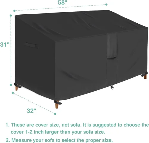 Miniatura 5 de Luv4babe Funda para sofá biplaza para exteriores, resistente a la intemperie e impermeable, funda de sofá y sofá para exteriores de 58 pulgadas