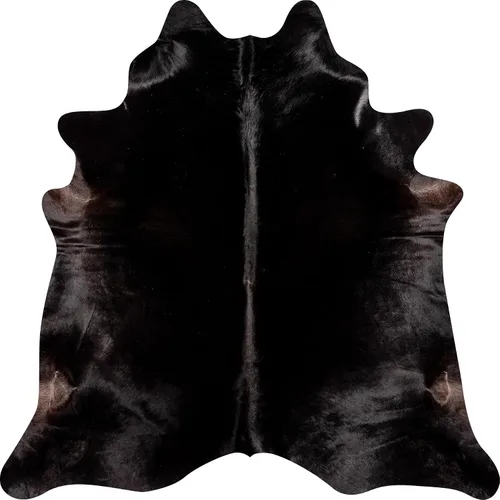 ecowhides Alfombra de piel de vaca brasileña 100 % auténtica, color negro natural, decoración de lujo de piel de vacuno, de 7 x 6 pies