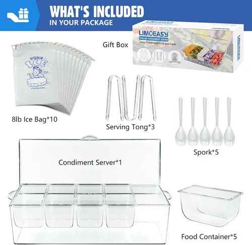 Miniatura 2 de LIMOEASY Tazón para Dips Refrigerado (Paquete de 2), Tazón de Servir de 25 oz con Hielo y Tapa para Fiestas, Plato de Servir Frío para Hummus