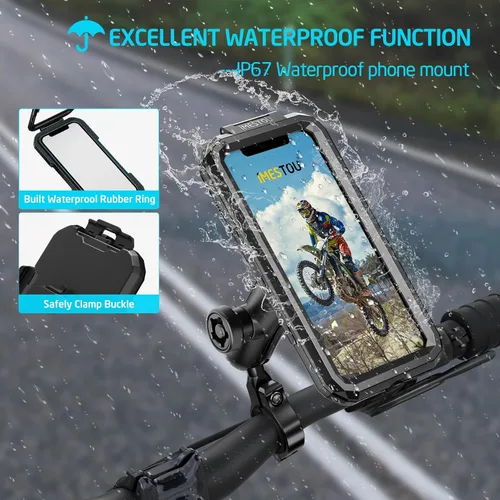 Miniatura 2 de iMESTOU IP66 - Soporte impermeable para teléfono para bicicleta con cabezal de bola de 1 pulgada, adecuado para componentes de tamaño RAM B/brazos