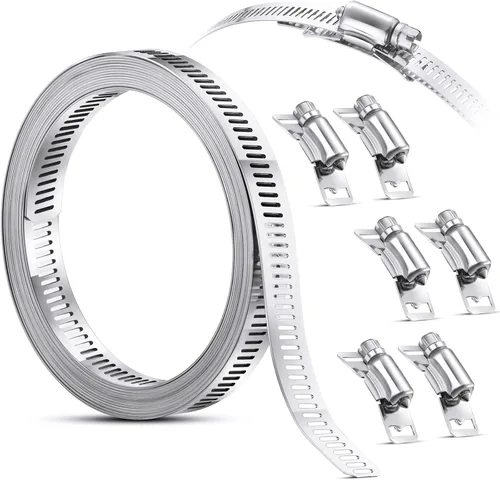 Ripeng Abrazaderas de manguera de acero inoxidable, kit surtido de abrazaderas de manguera de conducto de engranaje helicoidal grande, abrazaderas