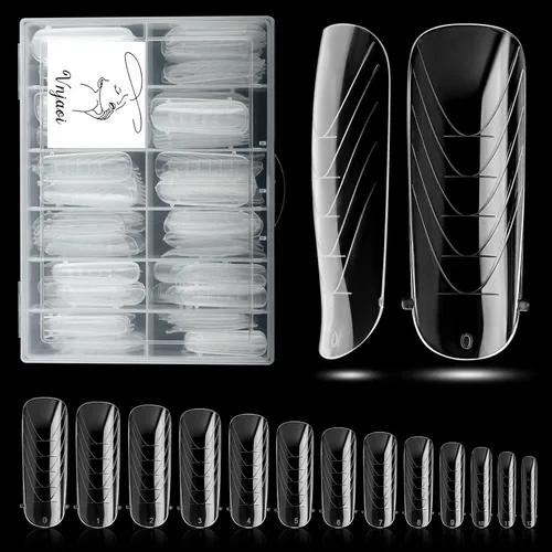 Miniatura 9 de 120 piezas de gel de extensión de polietileno con formas de uñas dobles con constructor de escamas para uñas de gel de manicura, diseño artístico