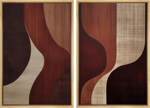 Miniatura 146 de SIGNWIN Lienzo enmarcado para pared, ilustraciones abstractas texturizadas en tonos beige terrosos, arte moderno, decorativo, contemporáneo