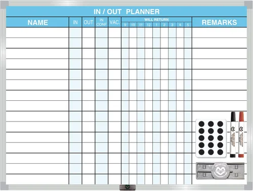 Miniatura 10 de Magna Visual - Kit magnético de planificación de borrado en seco (18 x 24 pulgadas, 15 nombres, azul) - Tablero de acero con marco de aluminio
