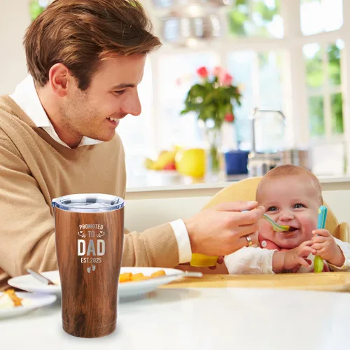 Miniatura 3 de Vaso Promoted to Dad Est 2025 – Ideas de regalos para nuevos papás – Primera vez papá – Papá para ser – Papá con recién nacido – Papás para estar