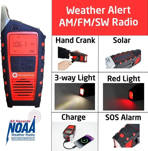 Miniatura 2 de Eton Odyssey Adventure Radio meteorológica NOAA con manivela, radio de emergencia de todas las bandas, tormenta de onda corta AM/FM, Bluetooth