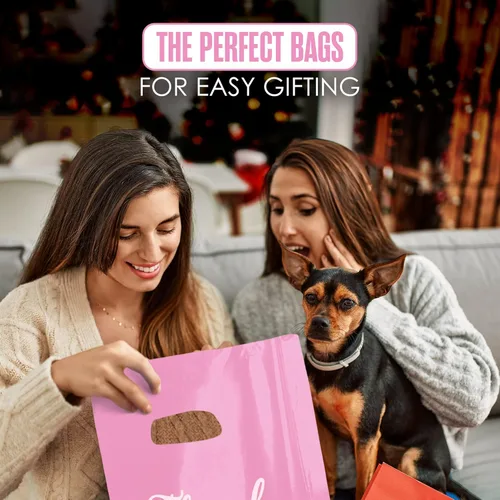 Miniatura 6 de Houseables Bolsas de agradecimiento, bolsas de mercancía, con asas, plástico, para compras, venta al por menor, regalo, pequeñas empresas, boutique