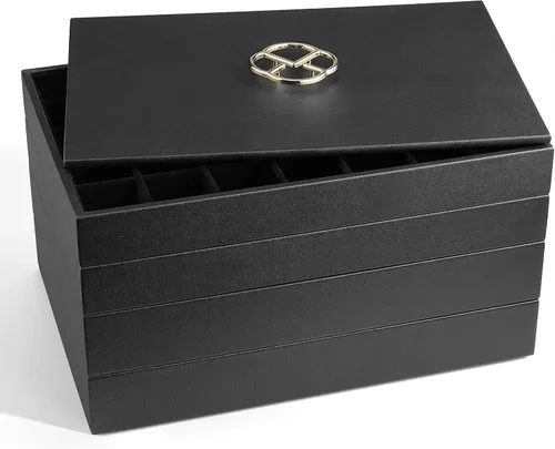 Bandeja de joyería organizador de joyas apilable para cajón aparador armario escaparate collar aretes anillos pulseras bandejas para mujeres y niñas