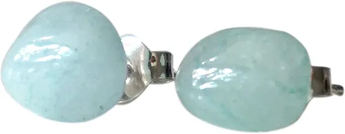 Miniatura 11 de Pendientes de botón de cristal de piedra natal para mujer y hombre - Plata esterlina