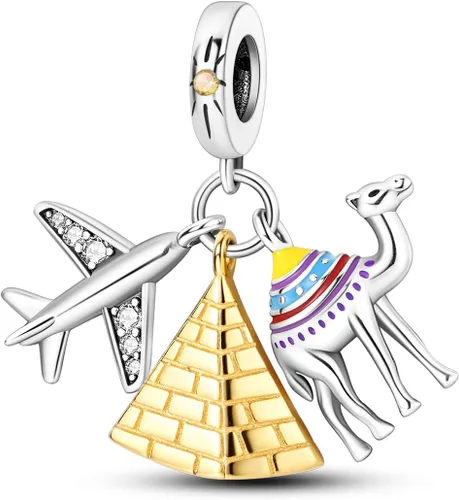 Miniatura 189 de MULA - Dijes de plata de ley 925 para pulseras y collares, colgantes de letras para la familia, cuentas de viaje en avión, dijes de árbol