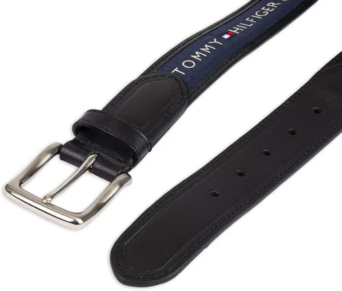 Miniatura 4 de Tommy Hilfiger - Cinturón de tela con incrustaciones de cinta para hombre, con hebilla de un solo diente