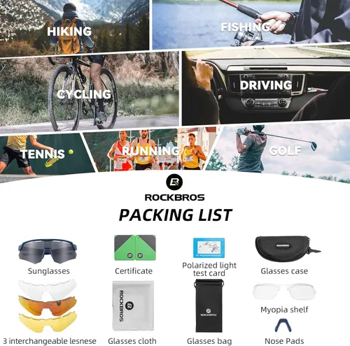 Miniatura 6 de ROCKBROS Gafas de sol deportivas polarizadas para hombres, para béisbol, ciclismo, protección UV400 para mujeres y hombres Azul