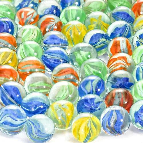 SallyFashion 240 canicas para niños, canicas de ojo de gato mezcladas en 5 colores para damas chinas, juguetes de carrera de canicas, juegos de mesa