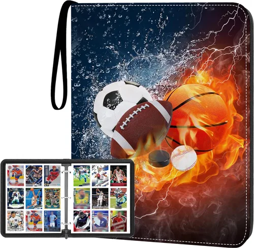 Carpeta para tarjetas deportivas, 9 bolsillos, 900 bolsillos, bolsillos de doble cara, carpeta de tarjetas de fútbol para béisbol, baloncesto,