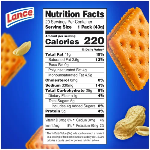 Miniatura 2 de Lance Sandwich Crackers, ToastChee Mantequilla de Maní, 20 Paquetes Envueltos Individualmente, 6 Sándwiches Cada Uno