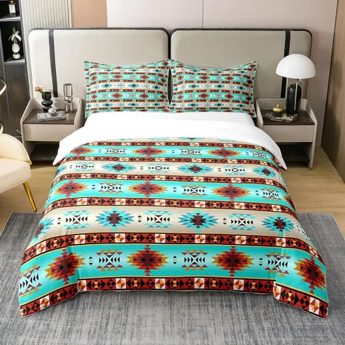 Miniatura 17 de Funda de edredón 100% algodón estilo bohemio del suroeste – Funda de edredón étnica tribal flecha – Juego de decoración de dormitorio completo
