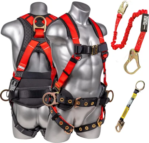 Palmer Safety Hammerhead - Arnés de seguridad acolchado de 5 puntos, pecho QCB, correas de patas con hebilla de lengua, anillos en D traseros y Slkr