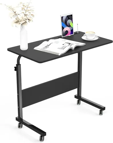 Miniatura 14 de Mesa auxiliar, 31.5 pulgadas/21.6 pulgadas, soporte ajustable para laptop, bandeja de carrito portátil, mesa de noche para computadora, mesa