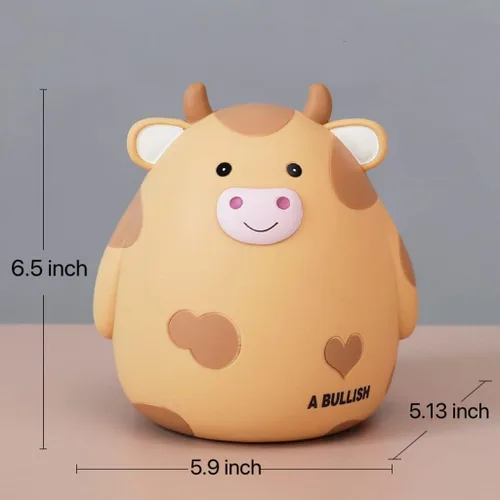 Miniatura 2 de Alcancía de vaca, alcancía de monedas, lindo animal de gran capacidad con apertura, banco de monedas de plástico para cumpleaños para niños y niñas