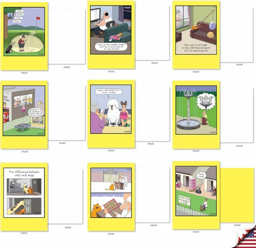 Miniatura 4 de NobleWorks - Caja de 36 tarjetas de felicitación en blanco divertidas surtidas con sobres, paquete variado de humor mixto - Amistad para hombres