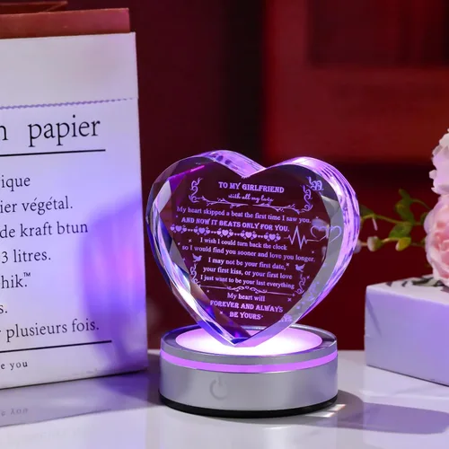 Miniatura 2 de Regalos Qianwei para novia de novio únicos - Regalos personalizados de corazón de cristal para mi novia que lo tiene todo - Ideas de regalo
