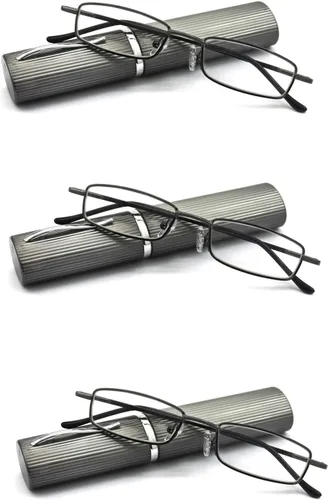 Miniatura 21 de Gafas de lectura de tubo ligero y compacto ultra delgado con estuche de aluminio de clip portátil