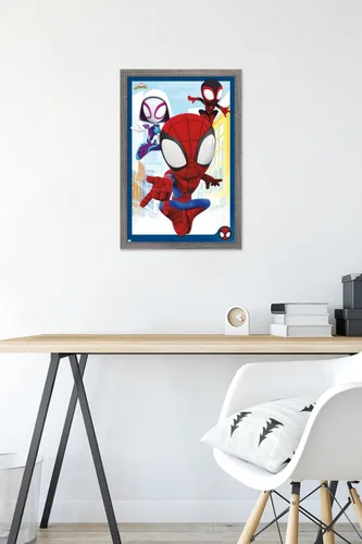 Miniatura 6 de Marvel Spidey and His Amazing Friends - Póster de pared grupal, 22.4 pulgadas de largo x 14.7 pulgadas de ancho, versión enmarcada de madera