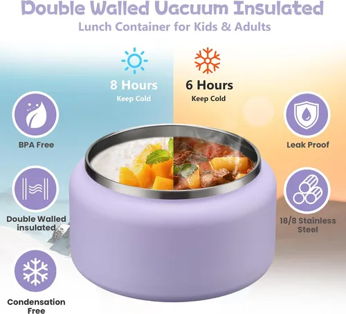 Miniatura 5 de BABHAMNESS Termo de sopa de 13.5 onzas para comida caliente para niños, tarro de comida aislado al vacío con tapa de hebilla, boca ancha, a prueba