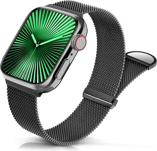 Sunnywoo Correa de metal de acero inoxidable compatible con correas de Apple Watch de 1.496 in, 1.575 in, 1.614 in, 1.654 in, 1.732 in, 1.772 in (38