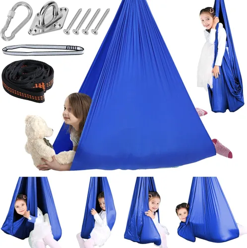 Miniatura 9 de Chihee Columpio Sensorial Terapéutico Hamaca para Interiores y Exteriores para Niños, Herrajes Incluidos, Columpio Suave y Transpirable de Nailon