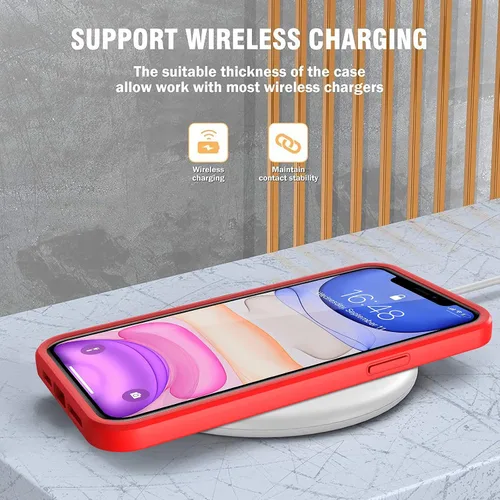 Miniatura 6 de Funda compatible con iPhone 11, diseño transparente de cuerpo completo con protector de pantalla integrado, a prueba de golpes, antiarañazos, Rojo