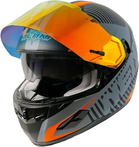 Miniatura 8 de Casco de motociclista de cara completa con visera interior de fibra de vidrio, casco ligero para bicicleta de calle y carreras para adultos, hombres