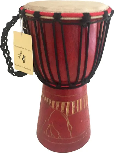 Miniatura 6 de JIVE Brand Djembe - Tambor de madera africana Bongo Congo de calidad profesional con base pesada/incluye llavero de tambor