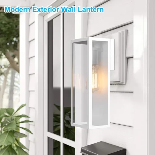 Miniatura 6 de VerRon Paquete de 2 faroles de pared para exteriores, apliques de pared impermeables para exteriores con pantallas de cristal, luces blancas
