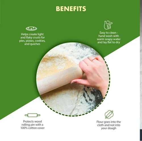 Miniatura 2 de Regency Wraps Cubierta de rodillo para enrollar masa antiadherente, 100% algodón absorbe el exceso de harina para que los pasteles salgan ligeros