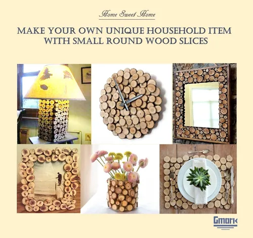 Miniatura 3 de Gmark Rodajas de madera natural de 1 "-1.5" discos redondos sin terminar 50 unidades, círculos de madera de corteza de árbol para manualidades DIY