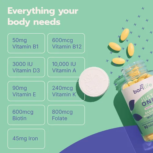Miniatura 5 de Just One - Multivitamínico bariátrico una vez al día con hierro, 90 unidades para manga gástrica y bypass gástrico