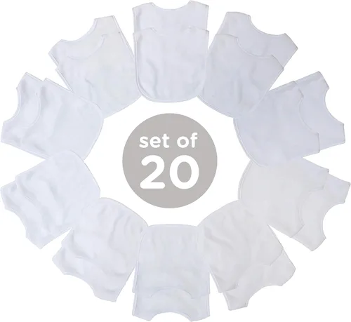 Miniatura 7 de Neat Solutions - Baberos de tela de rizo de punto de 2 capas de color liso, color blanco, paquete de 20