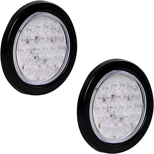 Miniatura 10 de Astra Depot Luz trasera redonda roja de 4 pulgadas, 12 luces LED para remolque, impermeable, lámpara trasera de freno con juntas de goma con ojales