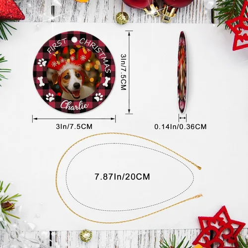 Miniatura 6 de Adornos de Navidad personalizados con foto 2025, nombre personalizado para perro y gato, adornos para árbol de Navidad, cachorros, perros, gatos